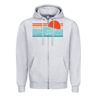 Heather Grey vintage california wave surf retro 80s california beach surfing Zipper Hoodie - linhVisuals