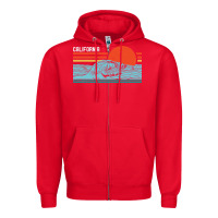 Red vintage california wave surf retro 80s california beach surfing Zipper Hoodie - linhVisuals