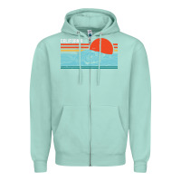 Seafoam vintage california wave surf retro 80s california beach surfing Zipper Hoodie - linhVisuals