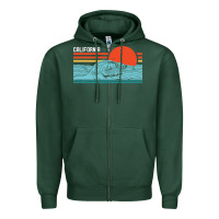 Sports Green vintage california wave surf retro 80s california beach surfing Zipper Hoodie - linhVisuals