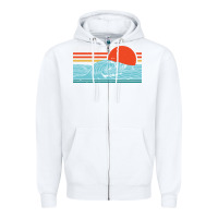 White vintage california wave surf retro 80s california beach surfing Zipper Hoodie - linhVisuals