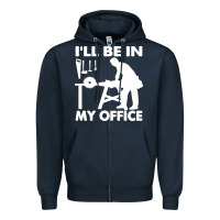 Navy i'll be in my office carpenter woodworking Zipper Hoodie - linhVisuals