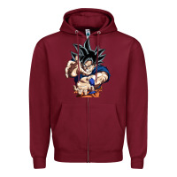 Burgundy goku utra instinct Zipper Hoodie - linhVisuals