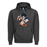Charcoal Heather goku utra instinct Zipper Hoodie - linhVisuals