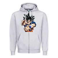 Heather Grey goku utra instinct Zipper Hoodie - linhVisuals