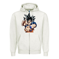 Oatmeal Heather goku utra instinct Zipper Hoodie - linhVisuals