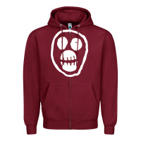Burgundy the mighty boosh monkey skull Zipper Hoodie - linhVisuals