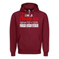 Burgundy im a lineman whats your superpower Zipper Hoodie - linhVisuals