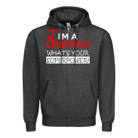 Charcoal Heather im a lineman whats your superpower Zipper Hoodie - linhVisuals