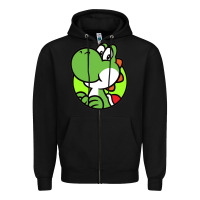 Black Cartoon Yoshi Zipper Hoodie - linhVisuals