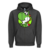 Charcoal Heather Cartoon Yoshi Zipper Hoodie - linhVisuals