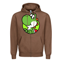 Chestnut Cartoon Yoshi Zipper Hoodie - linhVisuals