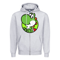 Heather Grey Cartoon Yoshi Zipper Hoodie - linhVisuals