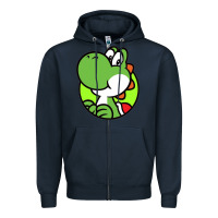 Navy Cartoon Yoshi Zipper Hoodie - linhVisuals