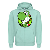 Seafoam Cartoon Yoshi Zipper Hoodie - linhVisuals