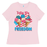 Bubblegum Pink Tastes like freedom 4th of July Ladies Tee - FaDigitalArtStudio