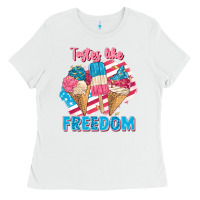 White Tastes like freedom 4th of July Ladies Tee - FaDigitalArtStudio