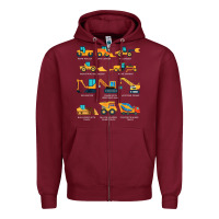 Burgundy construction excavator vehicle boys builder heavy equipment t shirt Zipper Hoodie - linhVisuals