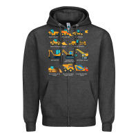 Charcoal Heather construction excavator vehicle boys builder heavy equipment t shirt Zipper Hoodie - linhVisuals