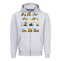 Heather Grey construction excavator vehicle boys builder heavy equipment t shirt Zipper Hoodie - linhVisuals