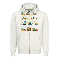 Oatmeal Heather construction excavator vehicle boys builder heavy equipment t shirt Zipper Hoodie - linhVisuals