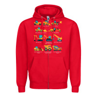 Red construction excavator vehicle boys builder heavy equipment t shirt Zipper Hoodie - linhVisuals