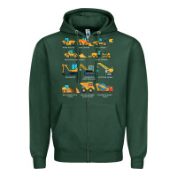 Sports Green construction excavator vehicle boys builder heavy equipment t shirt Zipper Hoodie - linhVisuals
