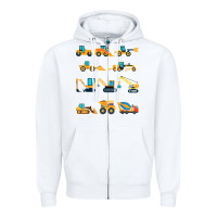 White construction excavator vehicle boys builder heavy equipment t shirt Zipper Hoodie - linhVisuals
