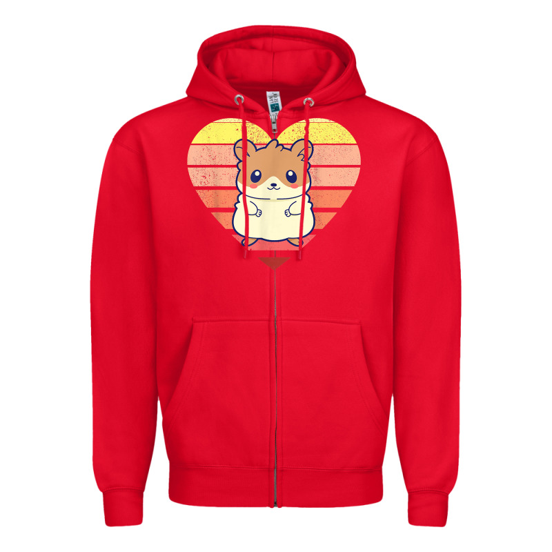 Cute Hamster Design Retro Heart Shape Vintage T Shirt Zipper Hoodie by linhVisuals | Teevron