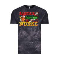 Cloud Black Santa's Favorite Nurse Vintage Tee - FaDigitalArtStudio