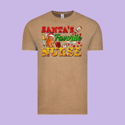 Santa's Favorite Nurse Vintage Tee Designed By Fadigitalartstudio