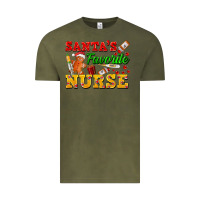Vintage Olive Santa's Favorite Nurse Vintage Tee - FaDigitalArtStudio