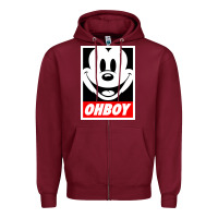 Burgundy ohboy Zipper Hoodie - linhVisuals