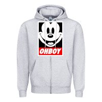 Heather Grey ohboy Zipper Hoodie - linhVisuals