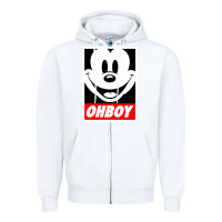 White ohboy Zipper Hoodie - linhVisuals