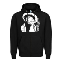 Black luffy one piece Zipper Hoodie - linhVisuals