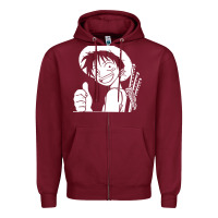 Burgundy luffy one piece Zipper Hoodie - linhVisuals