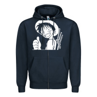 Navy luffy one piece Zipper Hoodie - linhVisuals