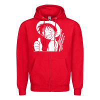 Red luffy one piece Zipper Hoodie - linhVisuals