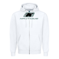 White Nautique Boats Zipper Hoodie - linhVisuals