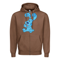 Chestnut blues clues on red sofa Zipper Hoodie - linhVisuals