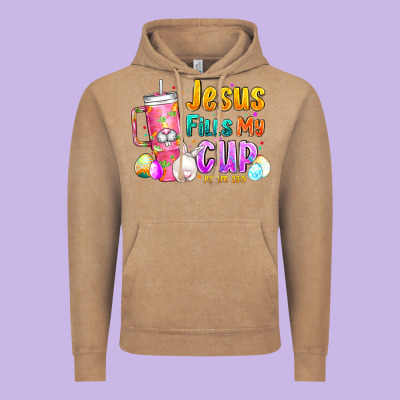 Jesus Fills My Cup Easter Vintage Hoodie Designed By Cowhidedigitalart