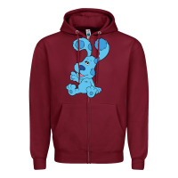 Burgundy blues clues on red sofa Zipper Hoodie - linhVisuals