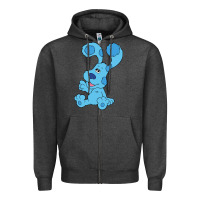Charcoal Heather blues clues on red sofa Zipper Hoodie - linhVisuals