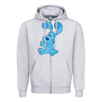 Heather Grey blues clues on red sofa Zipper Hoodie - linhVisuals