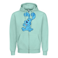 Seafoam blues clues on red sofa Zipper Hoodie - linhVisuals