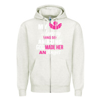 Oatmeal Heather my mommy was amazing god made her an angel Zipper Hoodie - linhVisuals