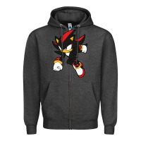 Charcoal Heather shadow the hedgehog Zipper Hoodie - linhVisuals