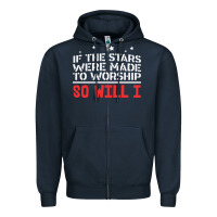 Navy if the stars were to worship so will i Zipper Hoodie - linhVisuals