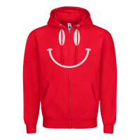 Red smily Zipper Hoodie - linhVisuals